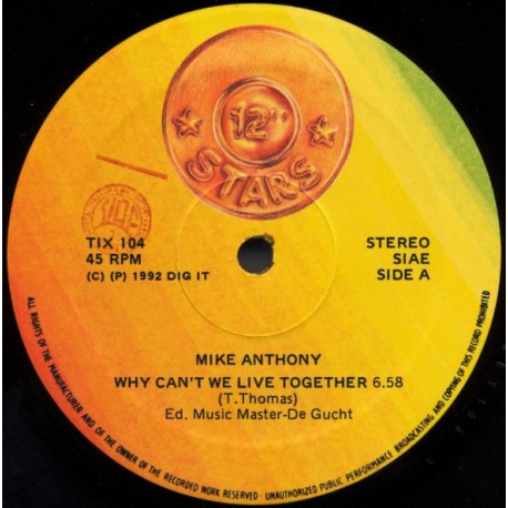 Mike Anthony / Tony Mc Kenzie ‎– Why Can't We Live Together / Ah Chica - Maxi Vinyl 12 inches - Disco Music