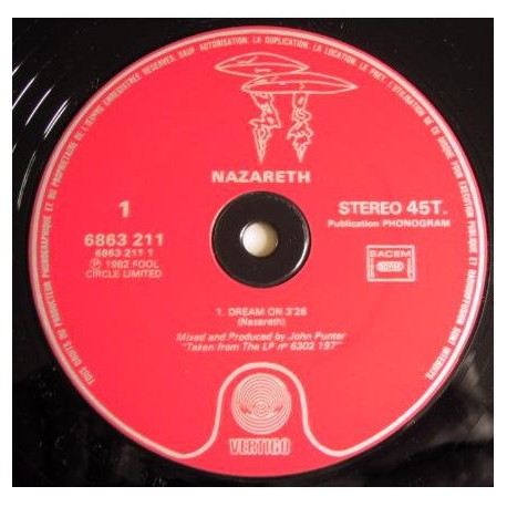 Nazareth - Dream On - Maxi Vinyl 12 inches Promo - Hard Rock