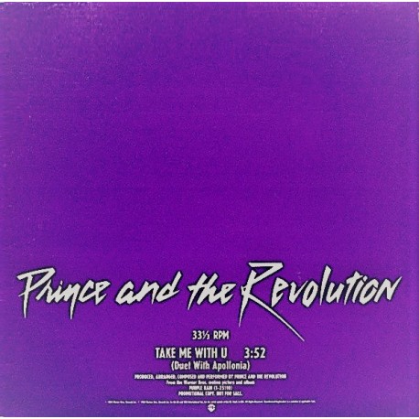 Prince And The Revolution ‎- Take Me With U - Maxi Vinyl 12 inches - Promo USA - Minneapolis Pop Sound