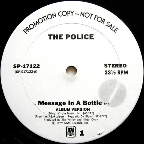 The Police - Message In A Bottle - Maxi Vinyl 12 inches Promo - New Wave Rock