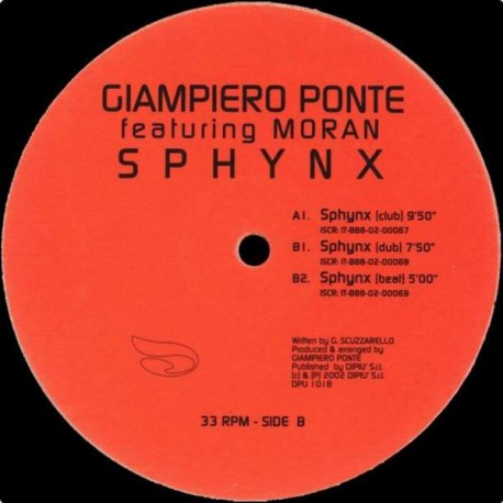 Giampiero Ponte Feat. Moran - Sphynx - Maxi Vinyl 12 inches - Tribal House