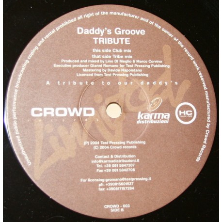 Daddy's Groove - Tribute - Maxi Vinyl 10 inches - Tribal House Music