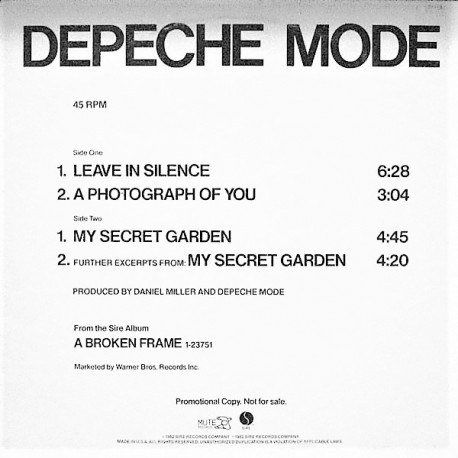 Depeche Mode - Selections From A Broken Frame - Maxi Vinyl 12 inches - Promo USA - New Wave