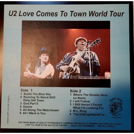 U2 - Love Comes To Town World Tour - LP Vinyl Album - Limited Edition - Alternative Rock
