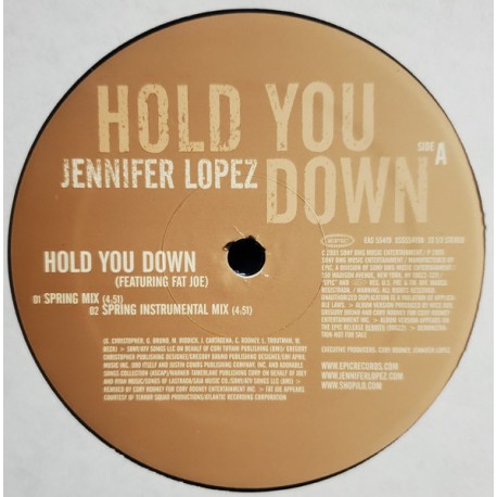 Jennifer Lopez - Hold You Down - Maxi Vnyl 12 inches - Female Pop Hip Hop Latin