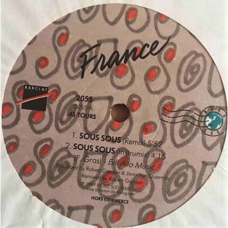 France - Sous Sous - Maxi Vinyl 12 inches - Promo - Eurodance