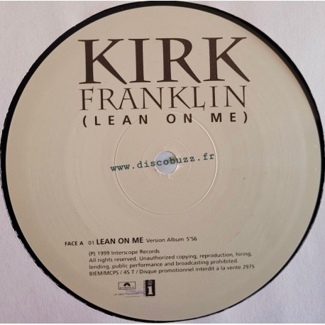 Kirk Franklin - Lean On Me - Maxi Vinyl 12 inches Promo - Hip Hop US
