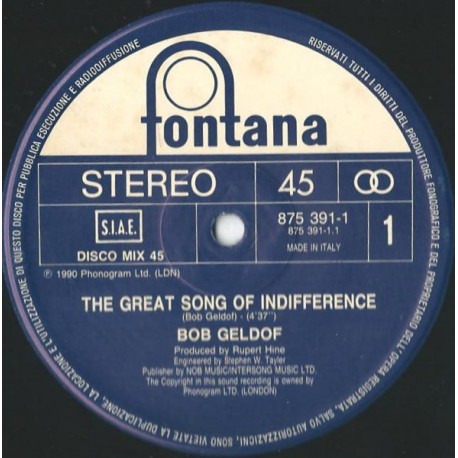 Bob Geldof - The Great Song Of Indifference - Maxi Vinyl 12 inches - Rock Music