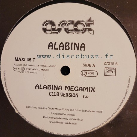 Alabina - Megamix - Club Version - Maxi Vinyl 12 inches - Ambiance Fêtes