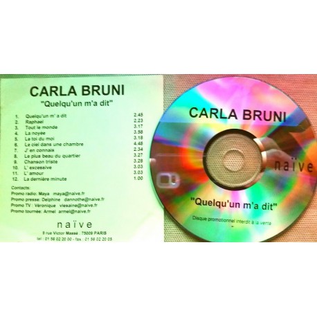 Carla Bruni ‎– Quelqu'Un M'A Dit - CDr Album Promo