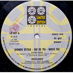 Berliner - Donde Estas - Maxi Vinyl 12 inches - 1987 Italy - Italo Disco