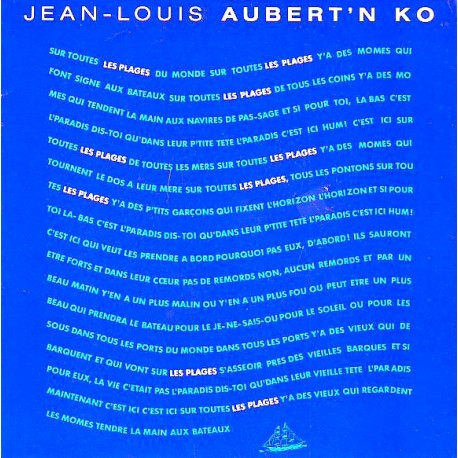Jean-Louis Aubert And Ko. - Les Plages - Vinyl 7 inches - 1987 France - Variété Française
