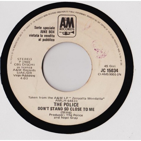 The Police / Barbra Streisand - Don't Stand So Close To Me / Woman In Love - Vinyl 7 inches - 1980 Italy Promo - Rock Pop
