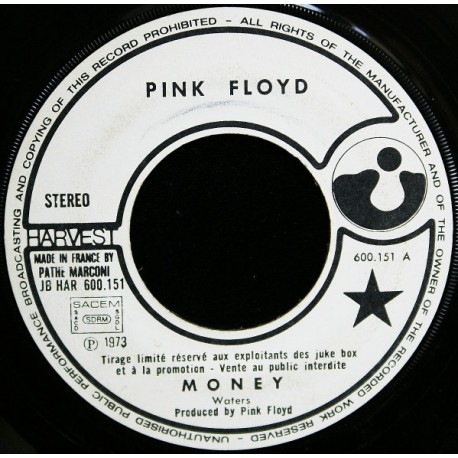 Pink Floyd - Money - Vinyl 7 inches - 1973 France - Psychedelic Rock