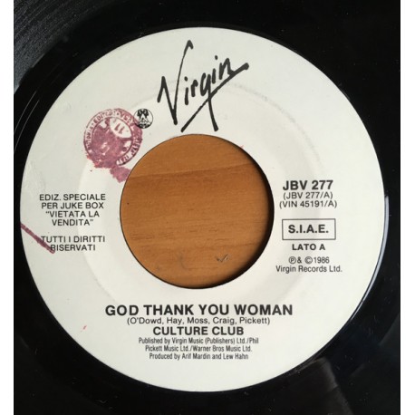 Culture Club - Peter Gabriel – God Thank You Woman - Slegdehammer - Vinyl 7 inches - Italy 1986 - Rock Pop