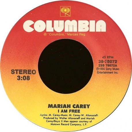 Mariah Carey - I Am Free - One Sweet Day - Vinyl 7 inches - Vocal Pop Soul - USA 1995