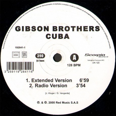 Gibson Brothers - Cuba - Maxi Vinyl 12 inches - 2000 France - Latin House