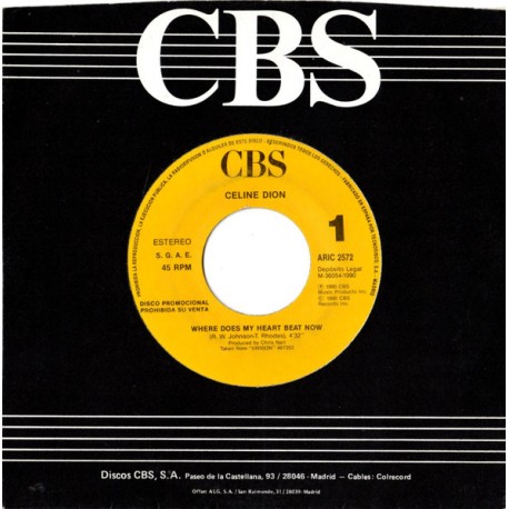 Céline Dion - Where Does My Heart Beat Now - Vinyl 7 inches - 1990 Spain - Vocal Pop