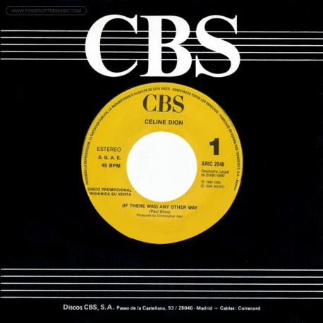 Celine Dion - If There Was Any Other Way - Vinyl 7 inches - 1990 Spain - Promo - Vocal Pop