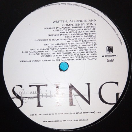 Sting (The Police) - Let Your Soul Be Your Pilot - Maxi 12 inches - 1996 Netherlands - House Mix