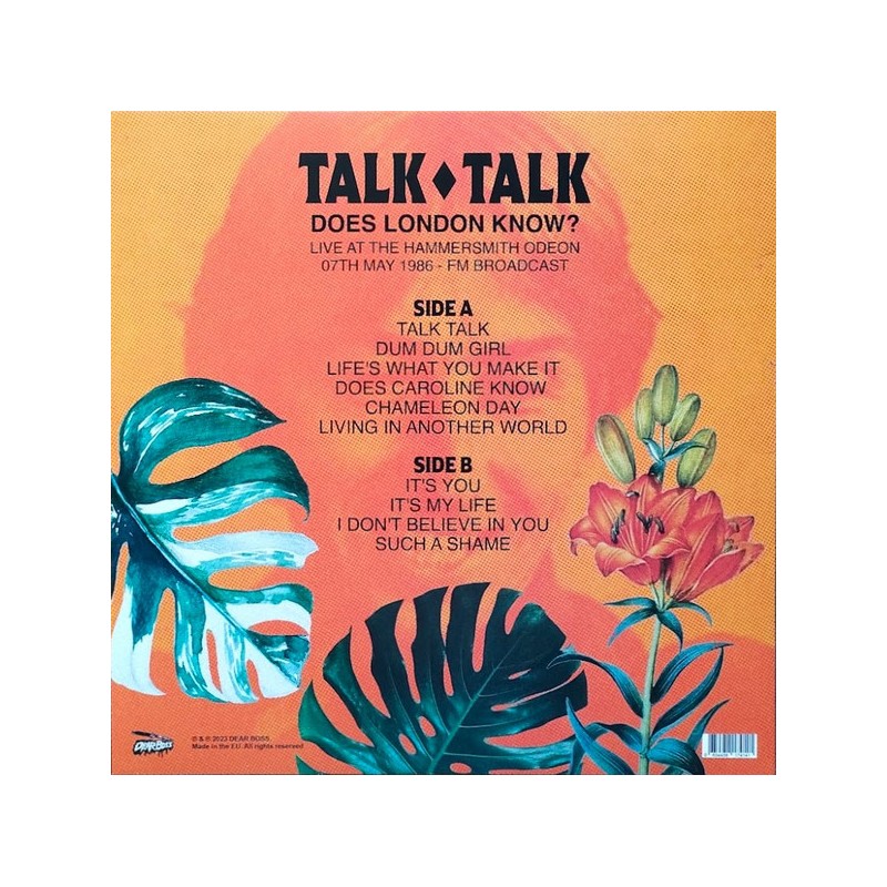 Vinyl Talk Talk Does London Know? album LP 2023 Hammersmith Odeon 1986