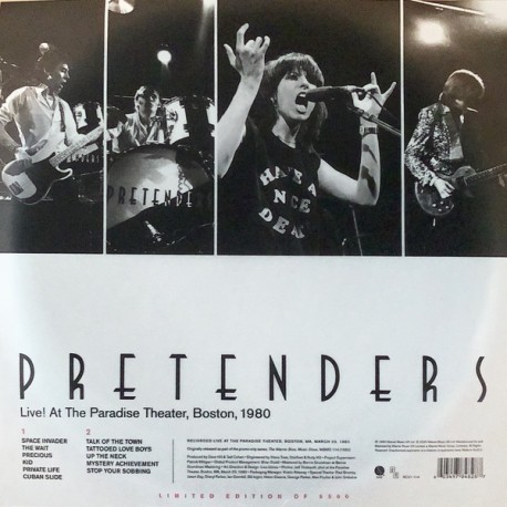 Pretenders – Live! At The Paradise Theater, Boston, 1980 - LP Vinyl Album - Record Store Day 2020