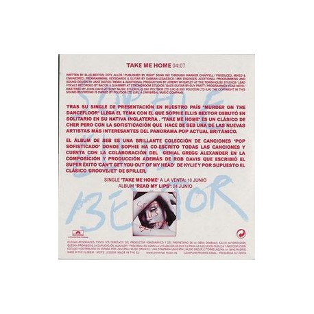 Sophie Ellis-Bextor - Take Me Home - CD Single Promo