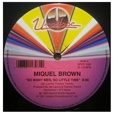 Miquel Brown - So Many Men, So Little Time - The Miquel Brown Mix - Maxi Vinyl 12 inches - Canada Disco Music