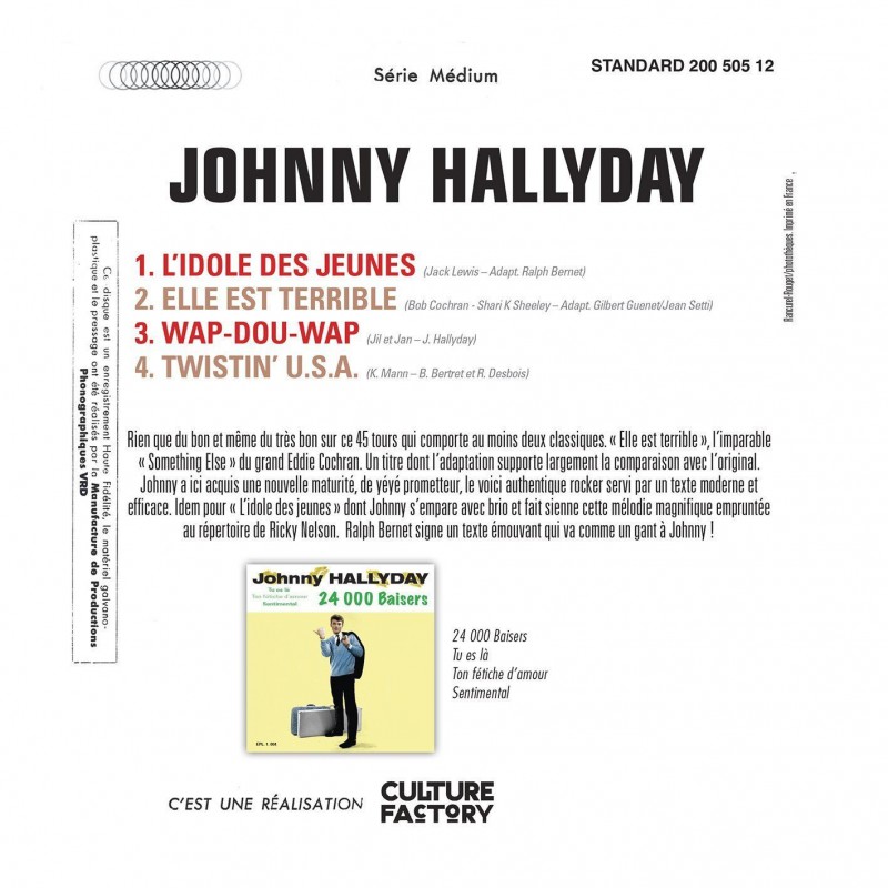 Johnny Hallyday L Idole Des Jeunes Paroles Johnny Hallyday ‎– L'idole Des Jeunes - EP 45 Tours Vinyl