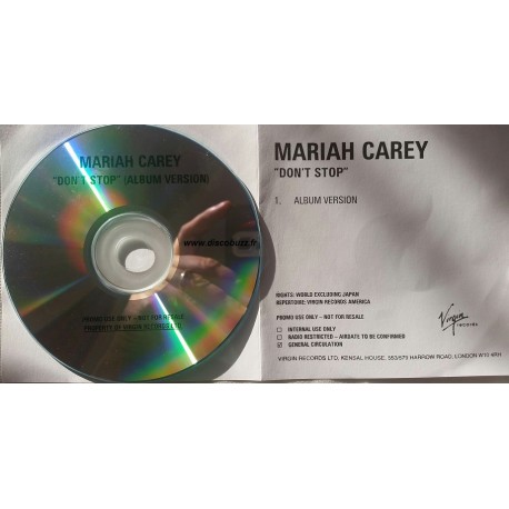 Mariah Carey ‎- Don't Stop - CDr Single Promo