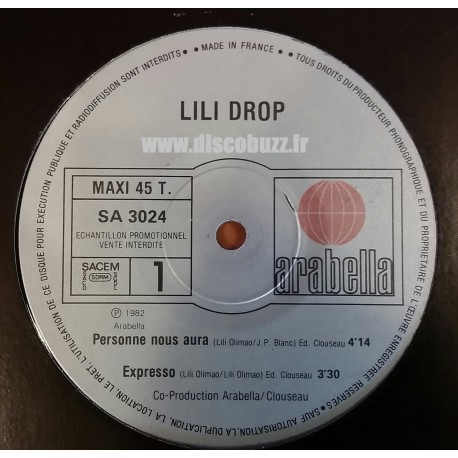 Lili Drop - Personne Nous Aura - Expresso - T'Oublier - L'Africaine - Maxi Vinyl Promo