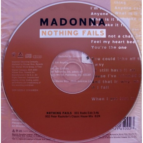 Madonna ‎- Nothing Fails - CD Single