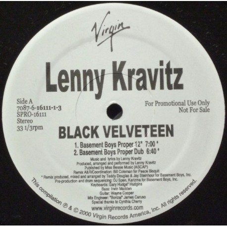 Lenny Kravitz ‎– Black Velveteen - Maxi Vinyl Promo