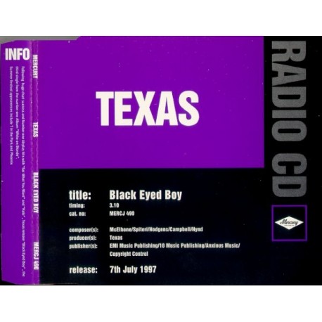 Texas ‎– Black Eyed Boy - CD Maxi Single Promo