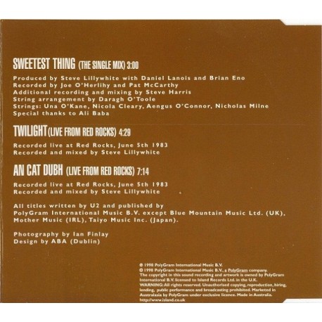 U2 ‎– Sweetest Thing - CD Maxi Single