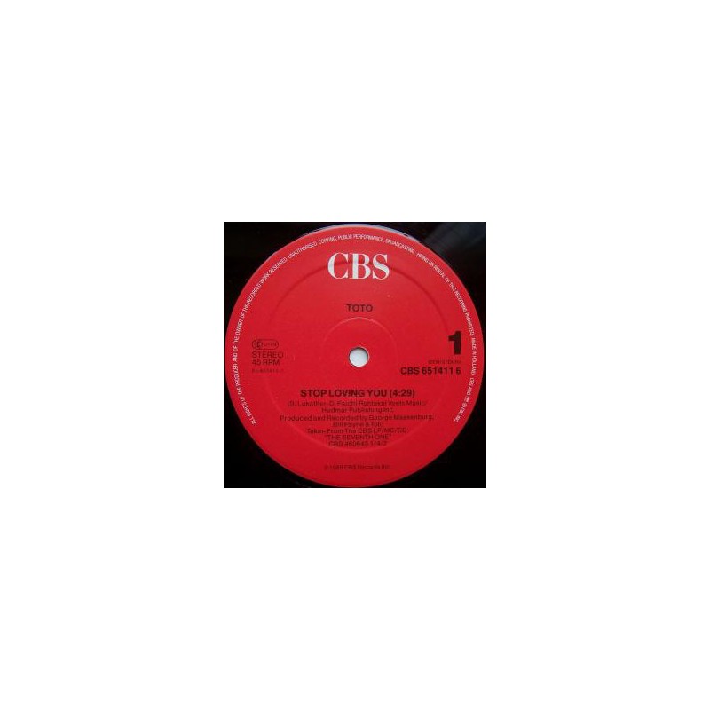 Maxi Vinyl 12 inches Toto, Stop Loving You, 3 Tracks, 1988, 651411 6