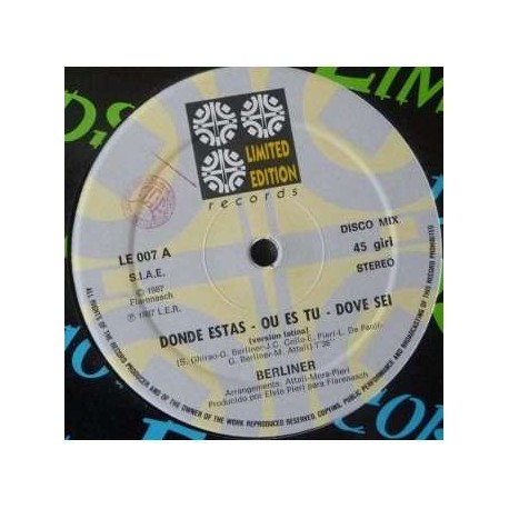 Berliner ‎– Donde Estas - Maxi Vinyl 12 inches