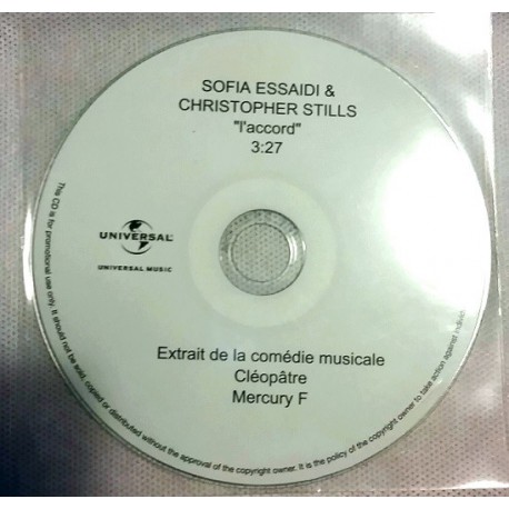 Sofia Essaidi & Christopher Stills - L'Accord - CDr Promo 1 Track