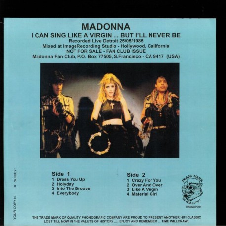 Madonna - I Can Sing Like A Virgin But I'll Never Be An Angel - LP Vinyl Album